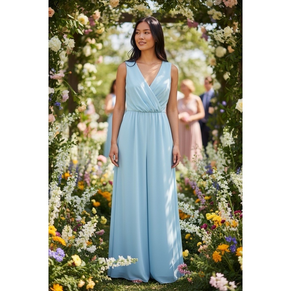 New Sunday In Brooklyn Long Romper Dress Summer Size Small Wedding Sky Baby Blue